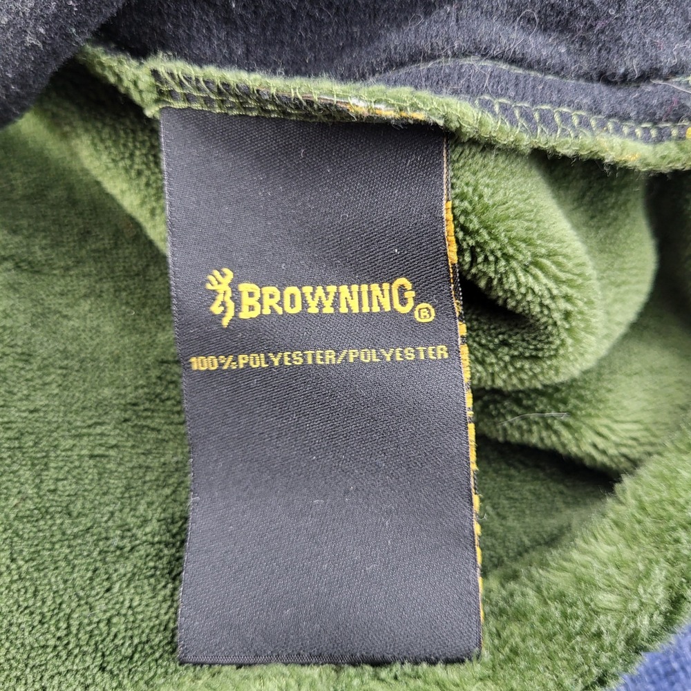 Browning Mens XXL Olive Green High Pile Fleece Quarter Snap Pullover Jacket - Picture 8 of 10